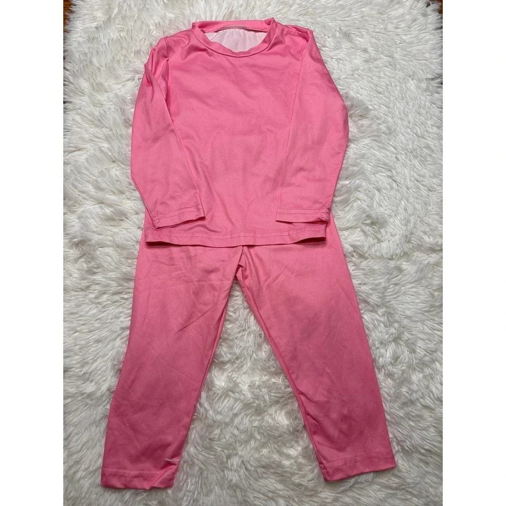 SHEIN Toddler Girls 2-Piece Pajama Lounge Sets Pink Grey Size 2-3Y Bundle of 2